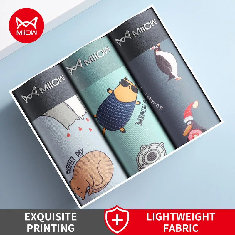 Men’s Funny Boxer Panties – 3-Pack Cotton Underwear