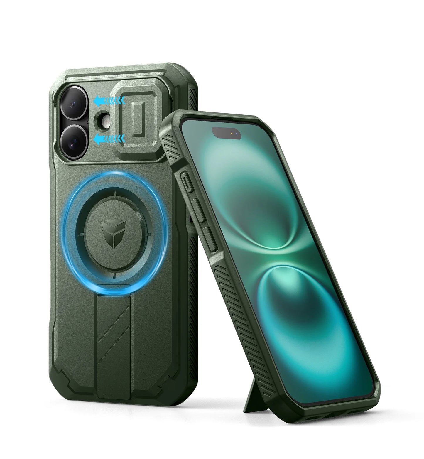 For iPhone 16 Compatible MagSafe Case with Slide Camera Cover and Adjustable Kickstand Shockproof Bumper Slim Protective Case