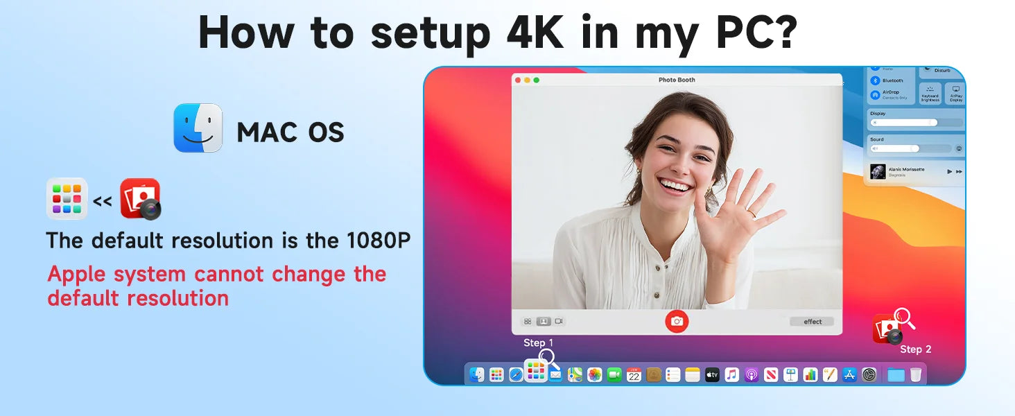 4K Webcam Pro Living Streaming USB Web Camera with Remote Dual Noise-Cancelling Mics AI Auto Focus 128° FOV HD Mini Video PC Cam