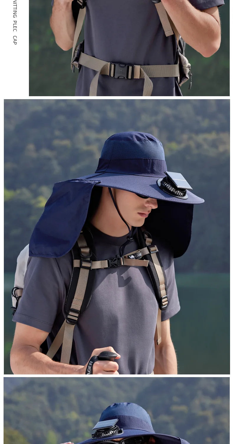 Wide Brim Solar Fan Outdoor Sun Hat