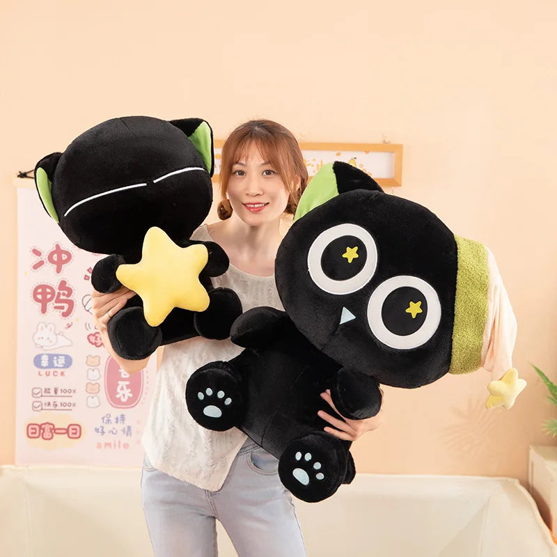 Kawaii Black Cat Plush Stuffed Doll Cloud Pillow Toy