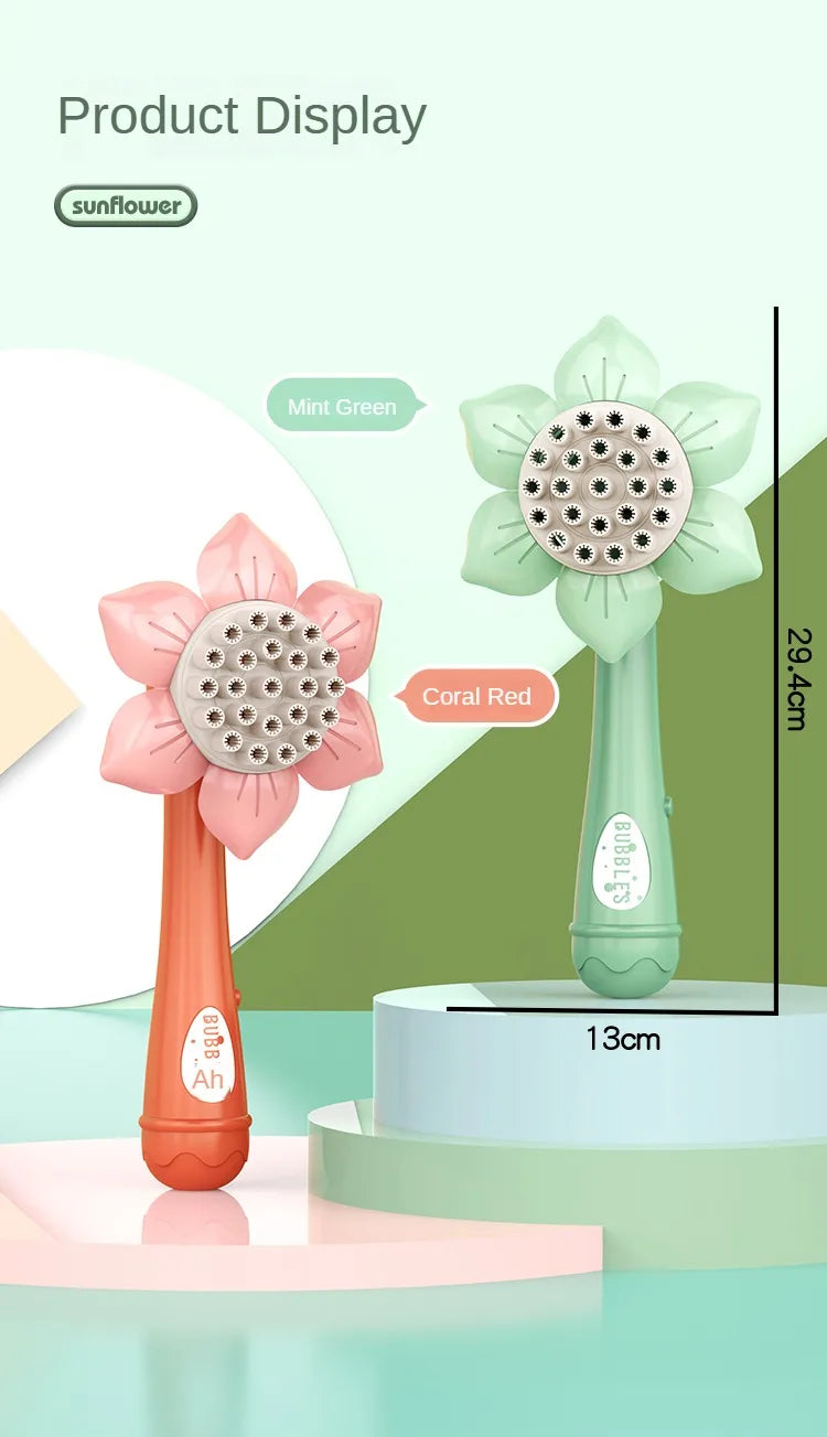 Children's Sunflower Bubble Toy Handheld Bubble Boy Girl Outdoor Gift Toy (excluding Bubble Liquid And Battery)