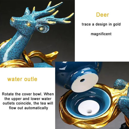 Deer Ceramics Teapot Creative Handmade Chinese Teapot Water Diversion Rotating Suction Kung Fu Tea Drinking