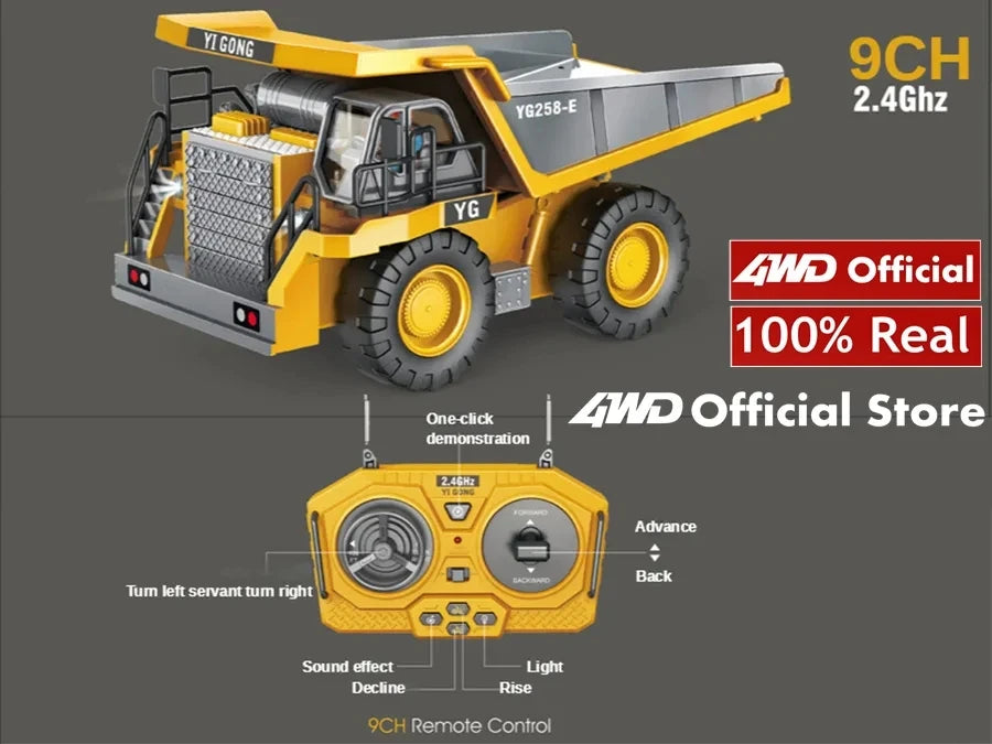 Remote Control Excavator 4x4 Alloy Dump Truck Bulldozer Radio Model RC Car Construction Vehicle Toy  Gifts