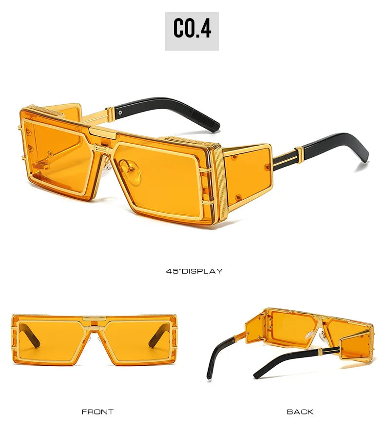 Square Punk Steampunk Sunglasses With UV400 Protection