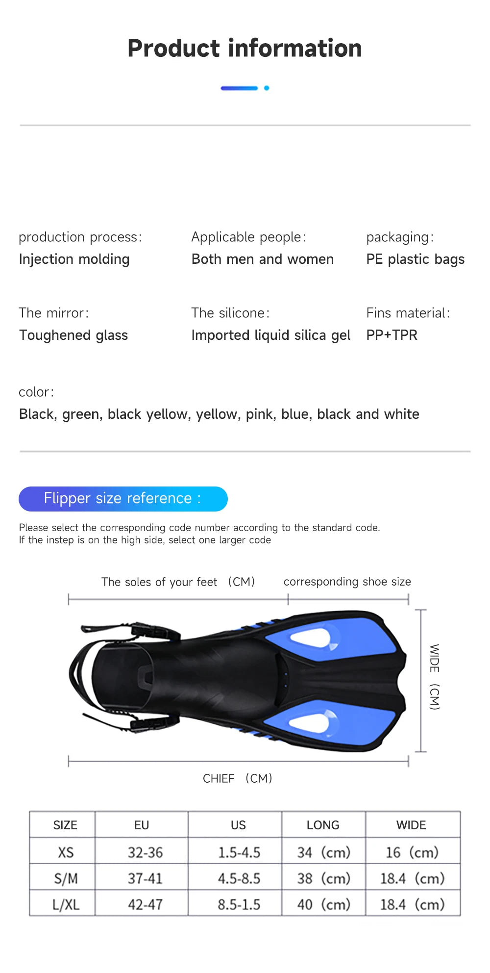 Swimming Flippers Diving Fins Snorkeling Goggles Dive Snorkel Equipment Scuba Diving Swimming Fins Set Adult Flippers Underwater
