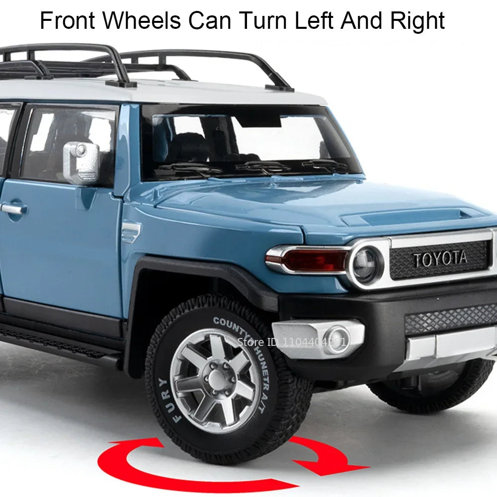 1:24 Land Cruiser FJ LC80 Toy Model Diecast Alloy Car Sound Light Pull Back Doors Opened Miniature Vehice Friend's Birthday Gift