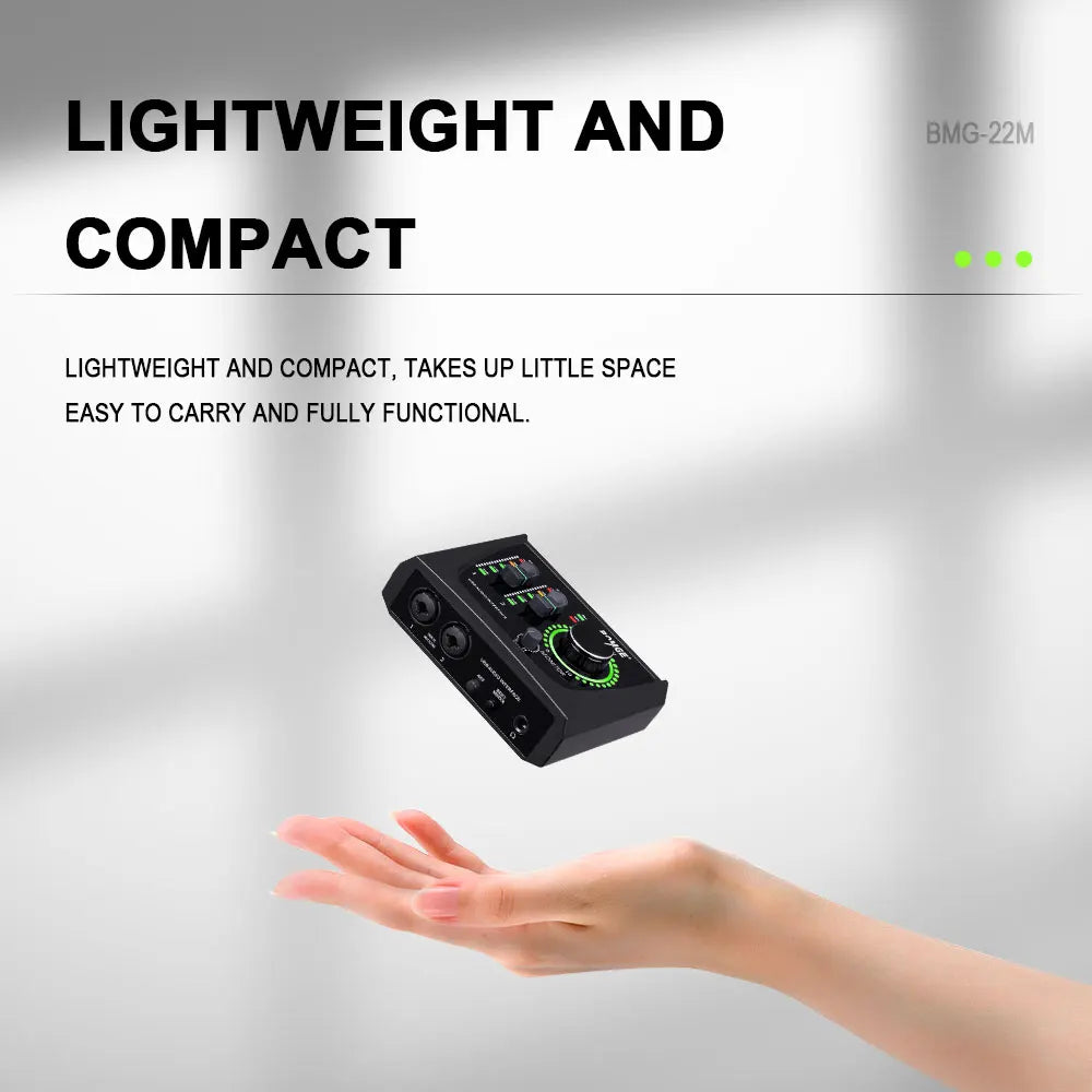 Mini 2 Channel USB Audio Interface with 48V Phantom Power for Recording and Streaming