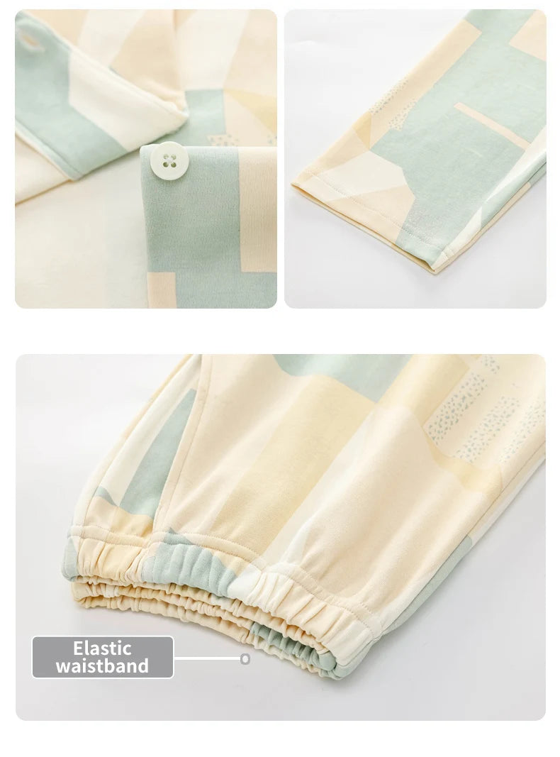 Women’s Winter 100% Cotton Pajama Set – Loose Fit, Turn-Down Collar, Long Sleeves, Cute Pink