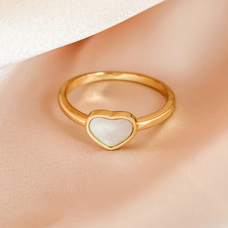 Simple Heart Drop Oil Rings for Women Fashion Exquisite Gold Color Metal Ring