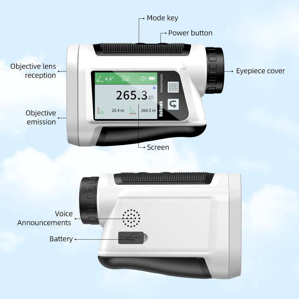 Golf Rangefinder with Slope and Pin Lock Vibration Distance Meter with Rechargeable Battery Laser Range Finder