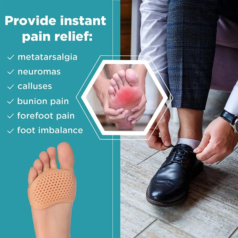 Metatarsal Pads for Women and Men Forefoot Pad for Ball of Foot Pain Relief Insoles Half Sock Support Soft Gel Foot Cushion 2pcs