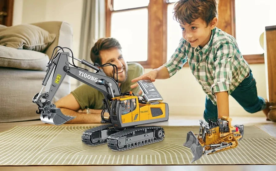 Remote Control Excavator Toy Radio Controlled RC Dump Truck Vehicle Crawler Bulldozer Construction Car Gifts for Boys
