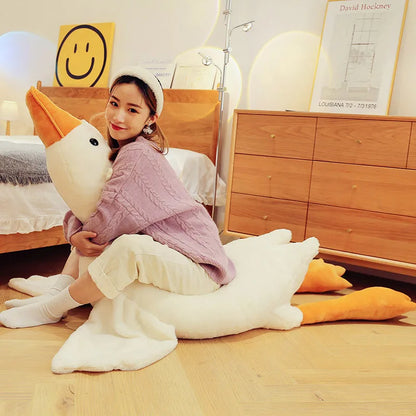 50-160cm Goose Stuffed Plush Cute Fluffy White Goose Plush Toy Kawaii Duck Sleep Pillow Cushion Soft Stuffed Animal Doll Gift