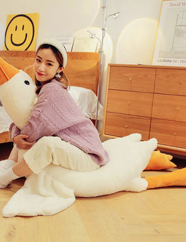 50-160cm Goose Stuffed Plush Cute Fluffy White Goose Plush Toy Kawaii Duck Sleep Pillow Cushion Soft Stuffed Animal Doll Gift