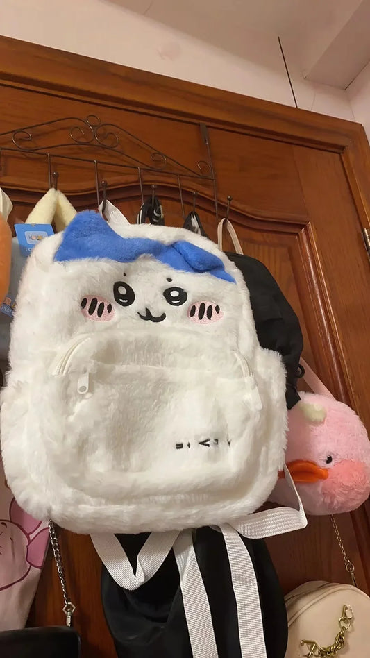 Cute Plush Embroidery Backpack Large Capacity Casual Shoulder Bag
