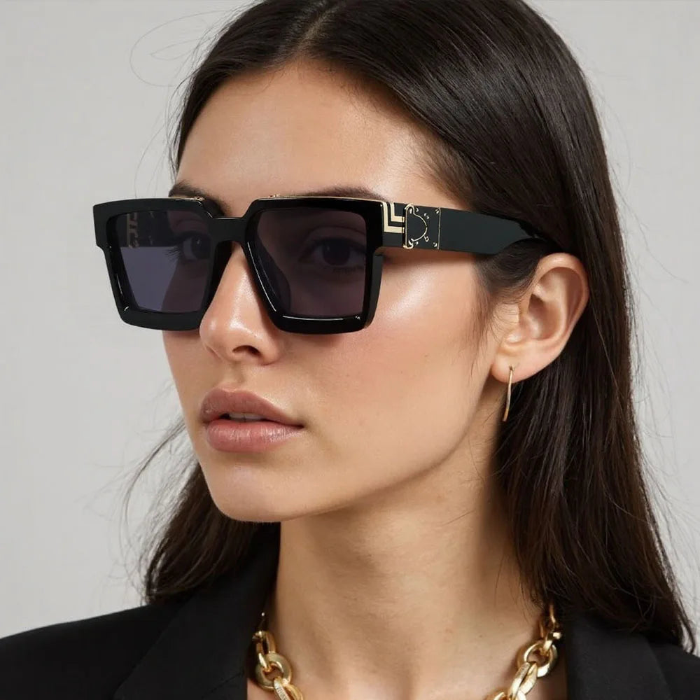Retro Square Millionaire Sunglasses With UV400 Protection