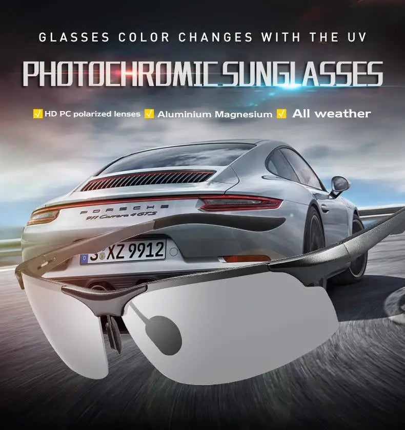 Aluminum Photochromic Polarized UV400 Mirror Driving Sunglasses for Men Women