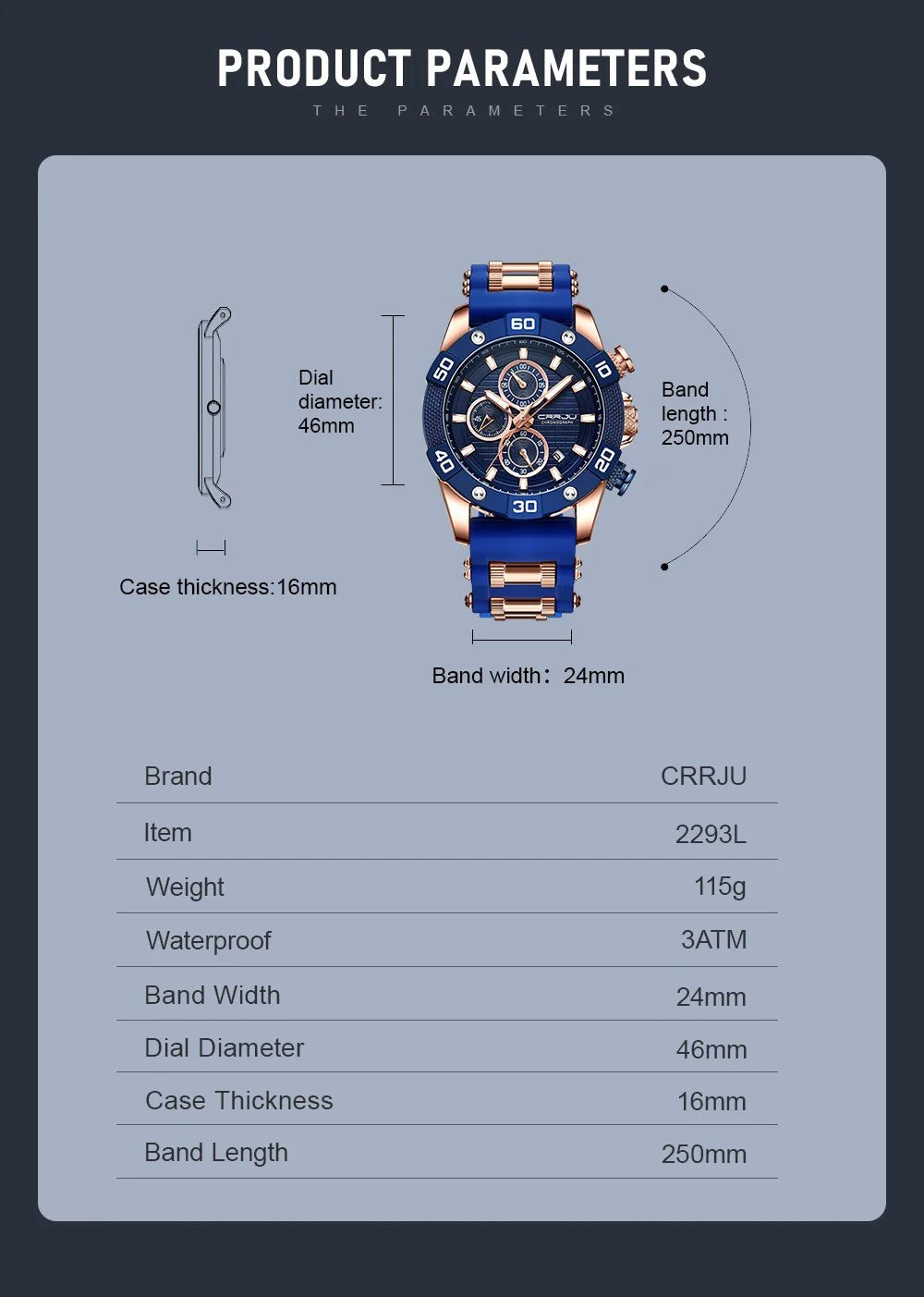 Men Watch Quartz Chronograph Full Steel Waterproof Wristwatch with Date