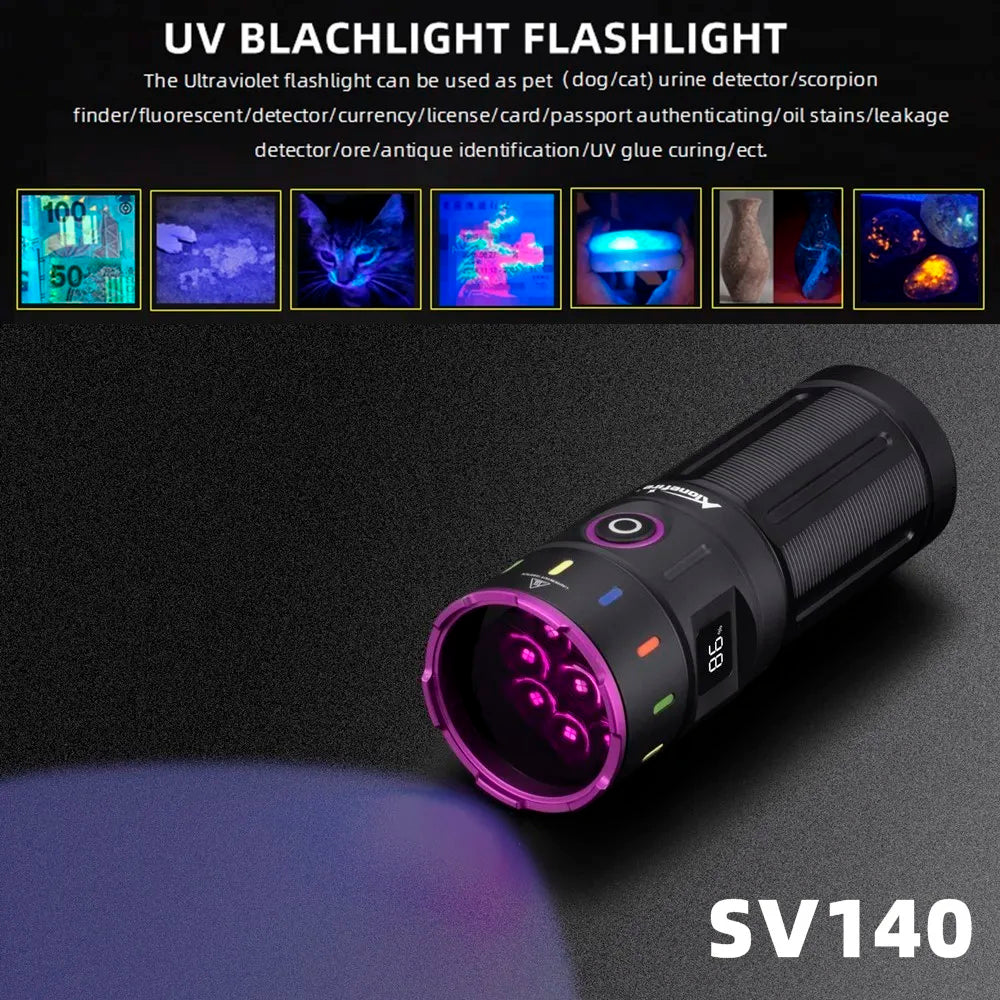 200W 365nm UV Blacklight Rechargeable Flashlight