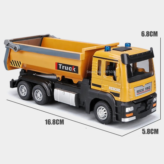 1/50 Scale Tipper Truck Alloy Diecast Toy Model Dump Engineering Transport Truck Sound Light Pull Back Collection Gifts