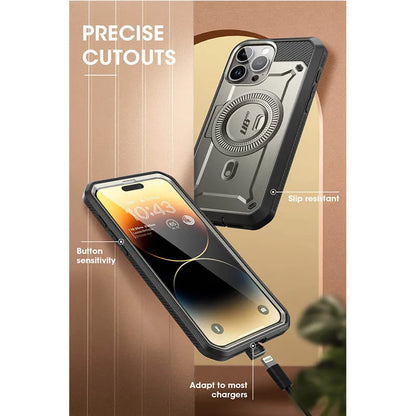 For iPhone 15 Pro Max Case 6.7“ 2023 UB Pro Mag Full Body Rugged Case with Built-in Screen Protector Kickstand Belt-Clip