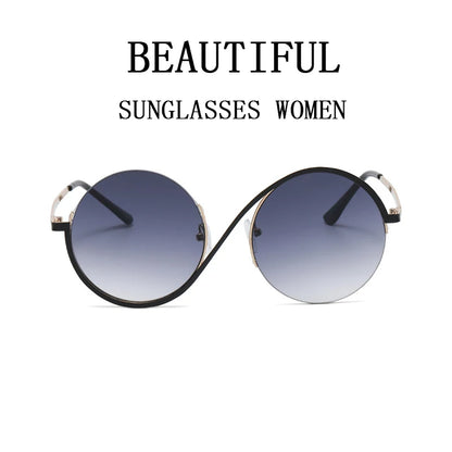 Round Sunglasses Women Rimless Blue Light Blocking Fashion Glasses