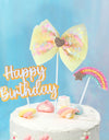 Happy Birthday Sequin Butterfly Cake Topper For Princess Girl Birthday Party Cake Decor Butterflies Wedding Party Decoration