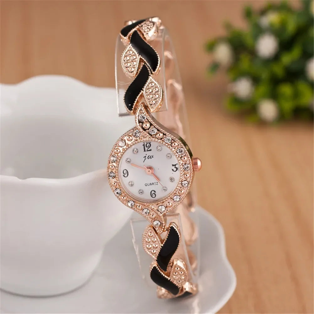 New Fashion Rhinestone Watches Women Luxury Brand Stainless Steel Bracelet watches Ladies Quartz Dress Wrist watches