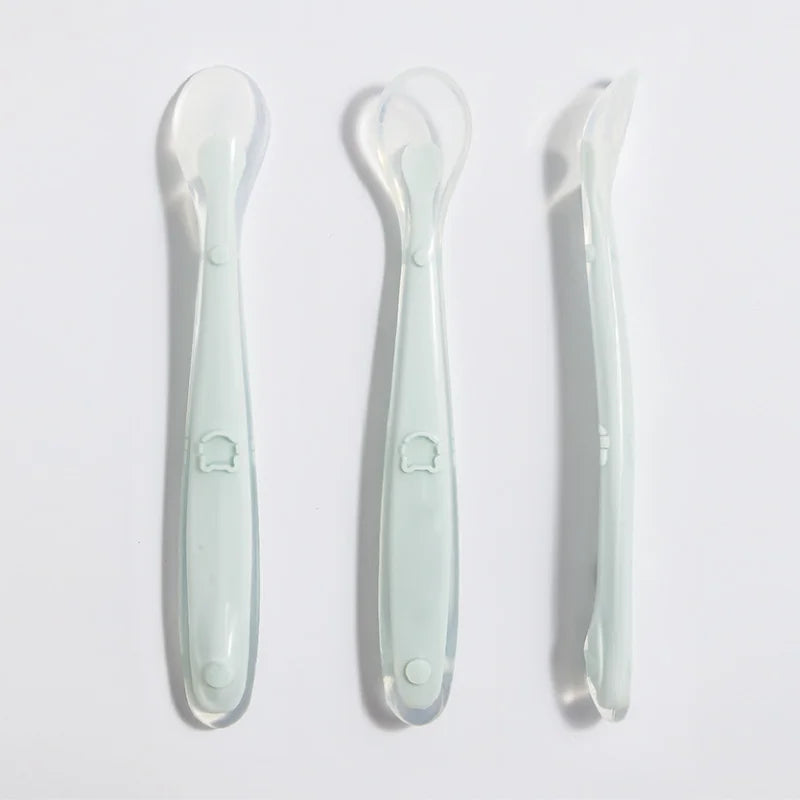 Soft Silicone  Spoon  Complementary Food Feeding Training Spoon for s Soft Tip Spoon 's Tableware