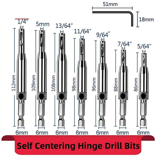 3/4/7 PCS Self Centering Hinge Drill Bit Set High-speed Steel Woodworking Door Window Hinge Drill Bit Positioning Hole Opener