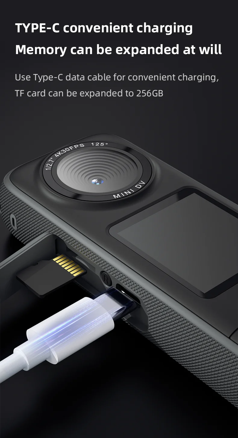 4K WiFi Action Camera Waterproof Mini Sports Camera with Touch Screen for Motorcycle Travel Body Cam