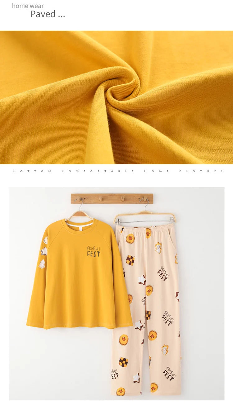 Women’s Winter Corduroy Cotton Pajama Set – Cute, Comfortable, Loose Long Sleeve Loungewear