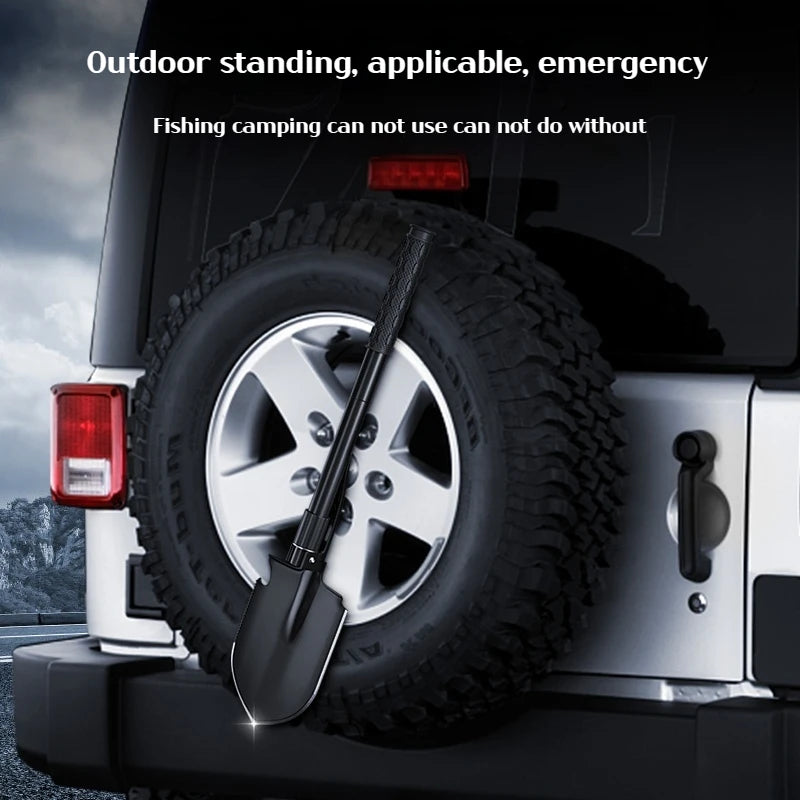 1pc Multifunctional Tactical Folding Shovel Survival Spade Saw Pickaxe Collapsible Engineer Shovel Stainless Steel