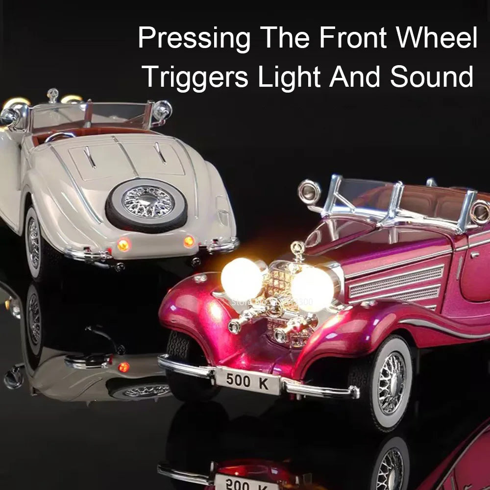 Scale 1:32 500k GLS580 Classic Car Model Toy Doors Opened Alloy Body Rubber Tire Vehicle Sound Light Models Collection Boys Gift