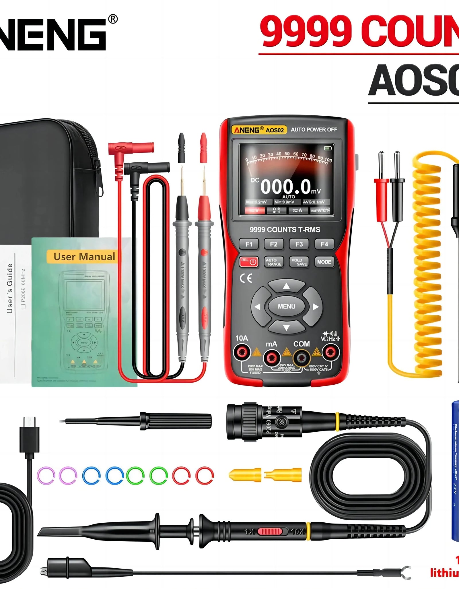 Professional Digital Oscilloscope Multimeter True RMS 48MS/s Sampling Rate 10MHZ Analog Bandwidth Data Storage