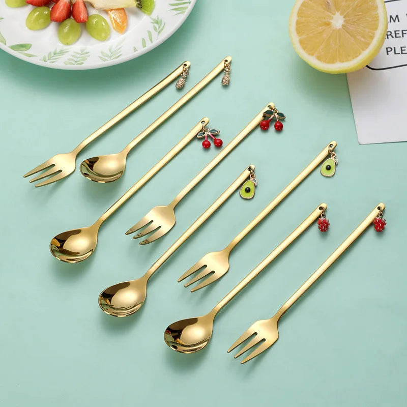 Cute Metal Pendant 304 Stainless Steel Spoon Hollow for Ice Cream Tea Dessert Coffee Scoops Kitchen Tableware Accessories