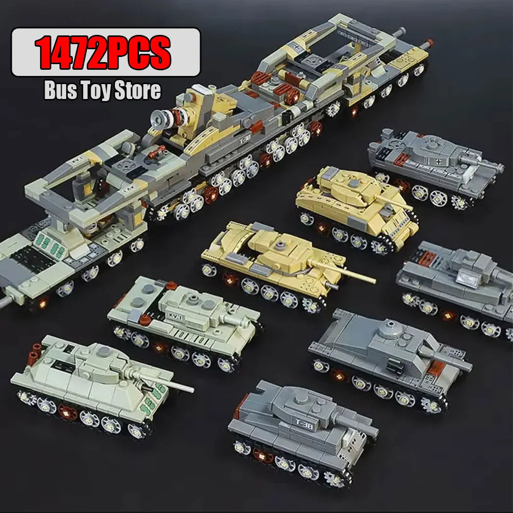 BMPT Terminator Tank KV-2 T-34 Tiger I WW2 Military Classic Model Building Blocks Bricks Boy  Toys for Christmas Gifts