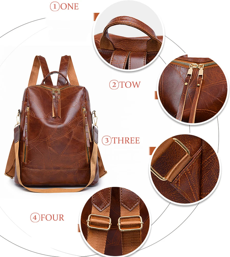 Multifunctional Large Capacity Backpacks High Quality Leather Luxury Designer Brand Women's Backpack