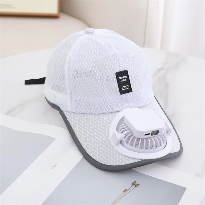 Mesh Solar Fan Baseball Cap With Adjustable Fit