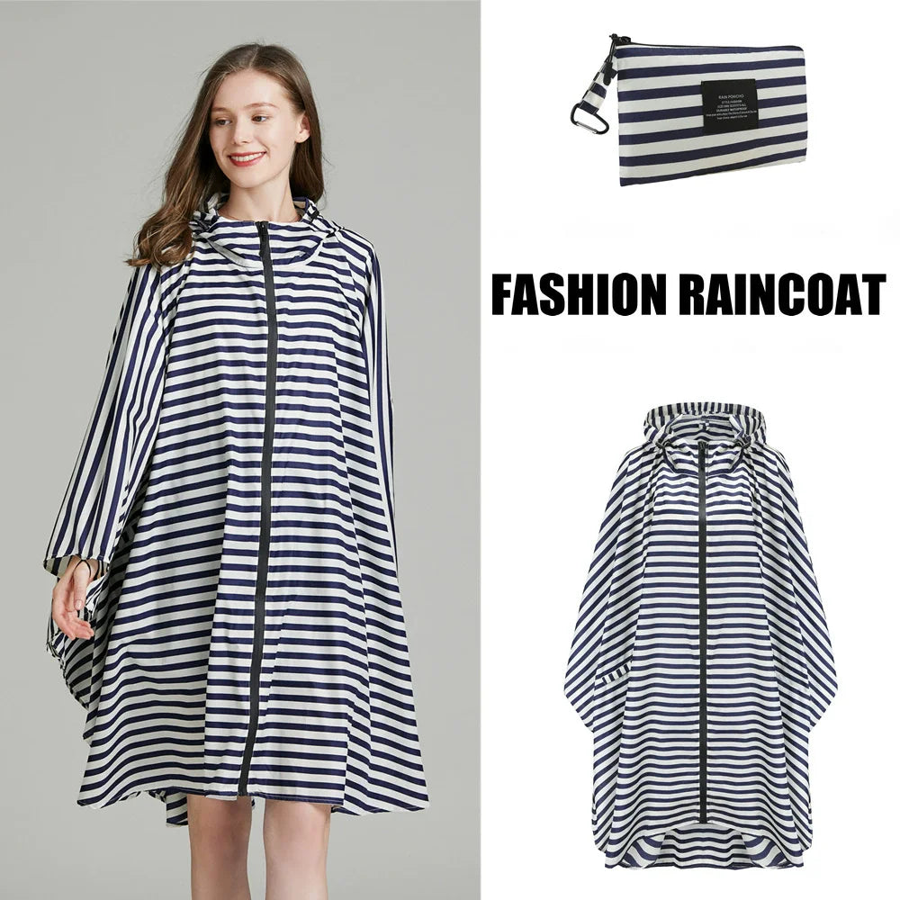 Lightweight Breathable Waterproof Rain Poncho with Belt and Storage Bag