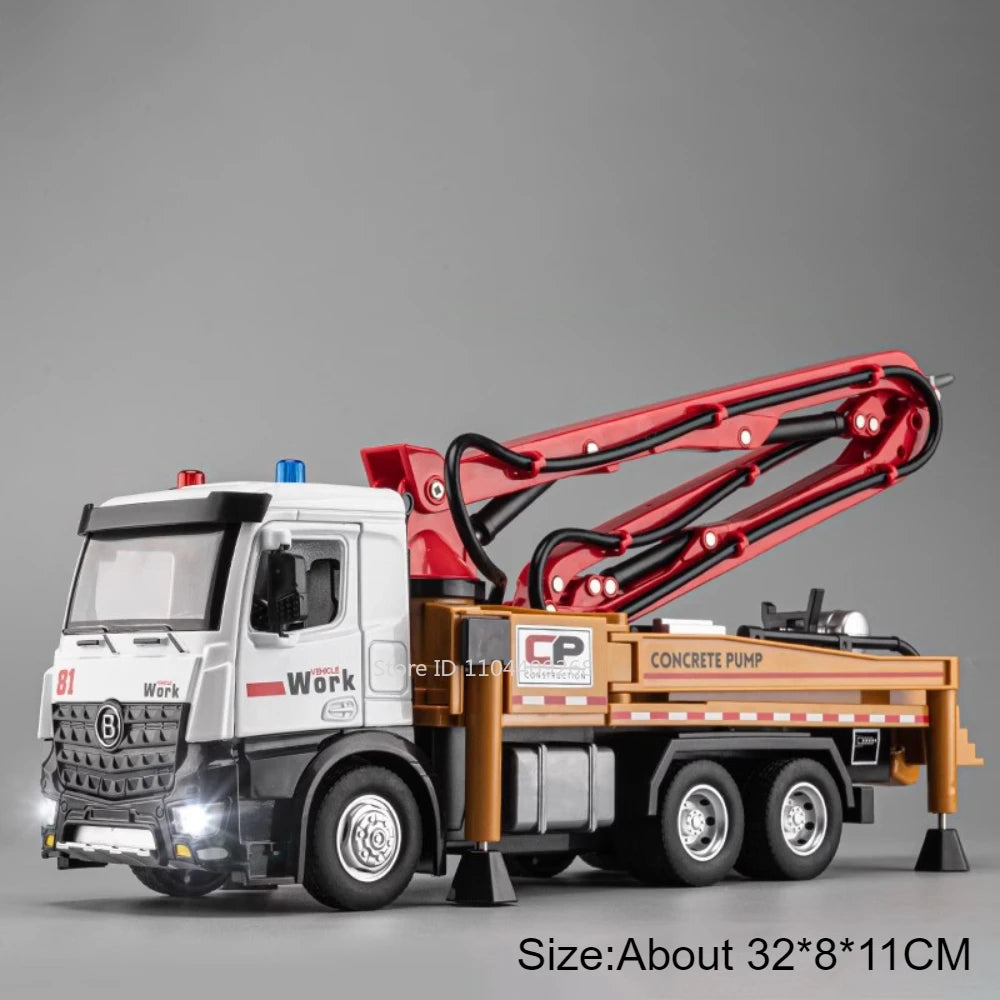 1:24 Scale Watering Cement Dump Trucks Model Garbage Truck Toy Car Sound Light Doors Opened Engineering Vehicles  Gifts