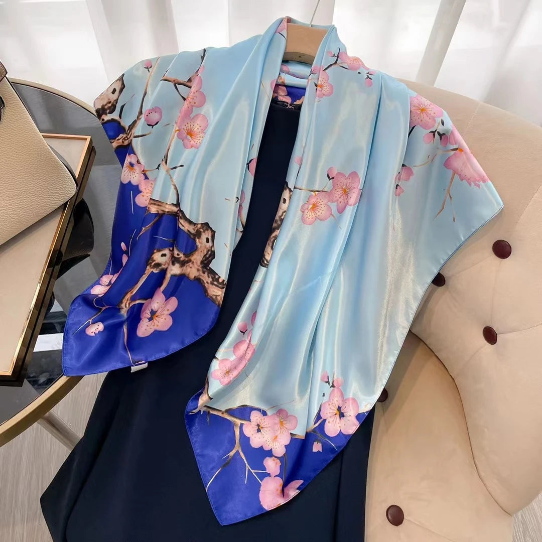 Square Women Scarves Silk Office Ladies Hair Neck Bandanna Headband Foulard Headcloth Muslim Headscarf Female muffler