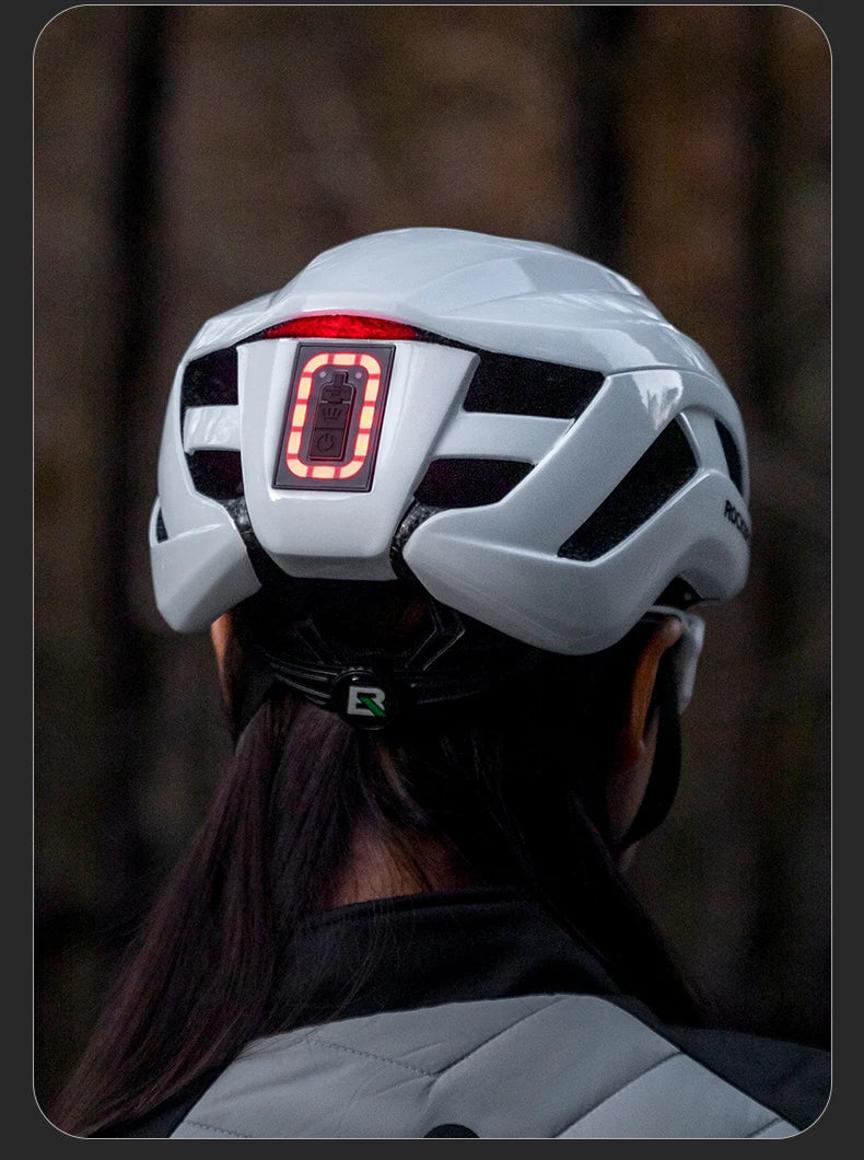 Bicycle Light Helmet Type-C Rechargeable Front + Rear Light Warning Bike Helmet Head MTB Road Cycling Helmet