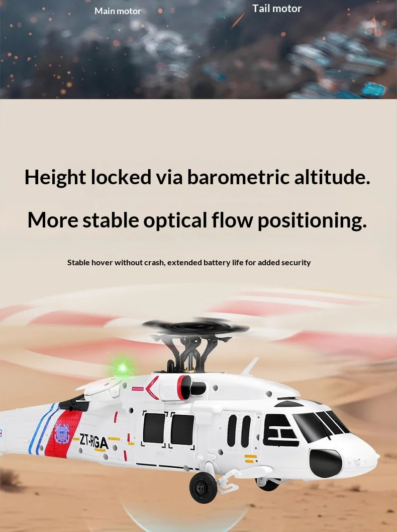 Remote Control Military Helicopter With Brushless Motor And Optical Flow Positioning