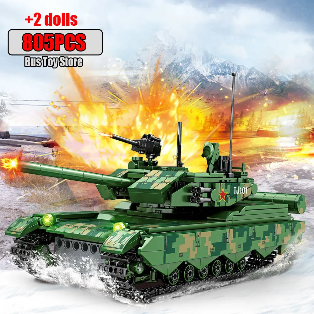WW2 Leopard II 99A Tank Missile Transportation Car Model Military Weapons Series Military World War II DIY Toys Gift for Boys