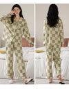 Women’s Winter 100% Cotton Pajama Set – Loose Fit, Turn-Down Collar, Long Sleeves, Cute Pink