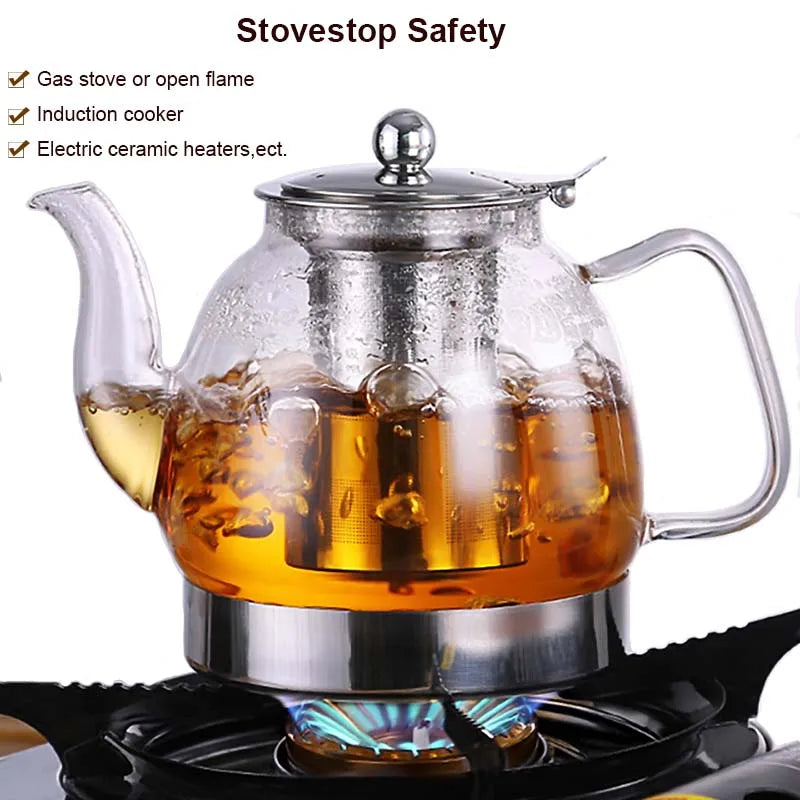 Electromagnetic Furnace Kettle Glass Flower Teapot Heat Resistant Glass Teapot With Infuser Induction Gas Stove Teapot