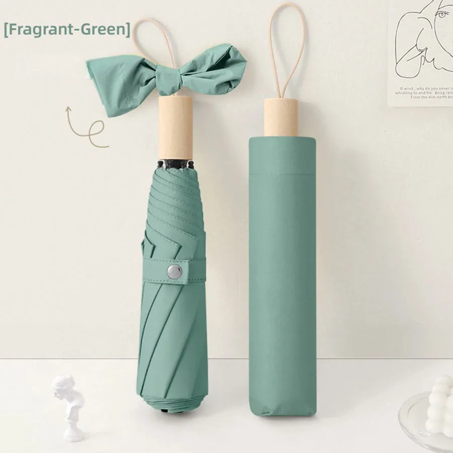 A wooden handle travel camping outdoor sunshade umbrella with high aesthetic value, French retro style umbrella