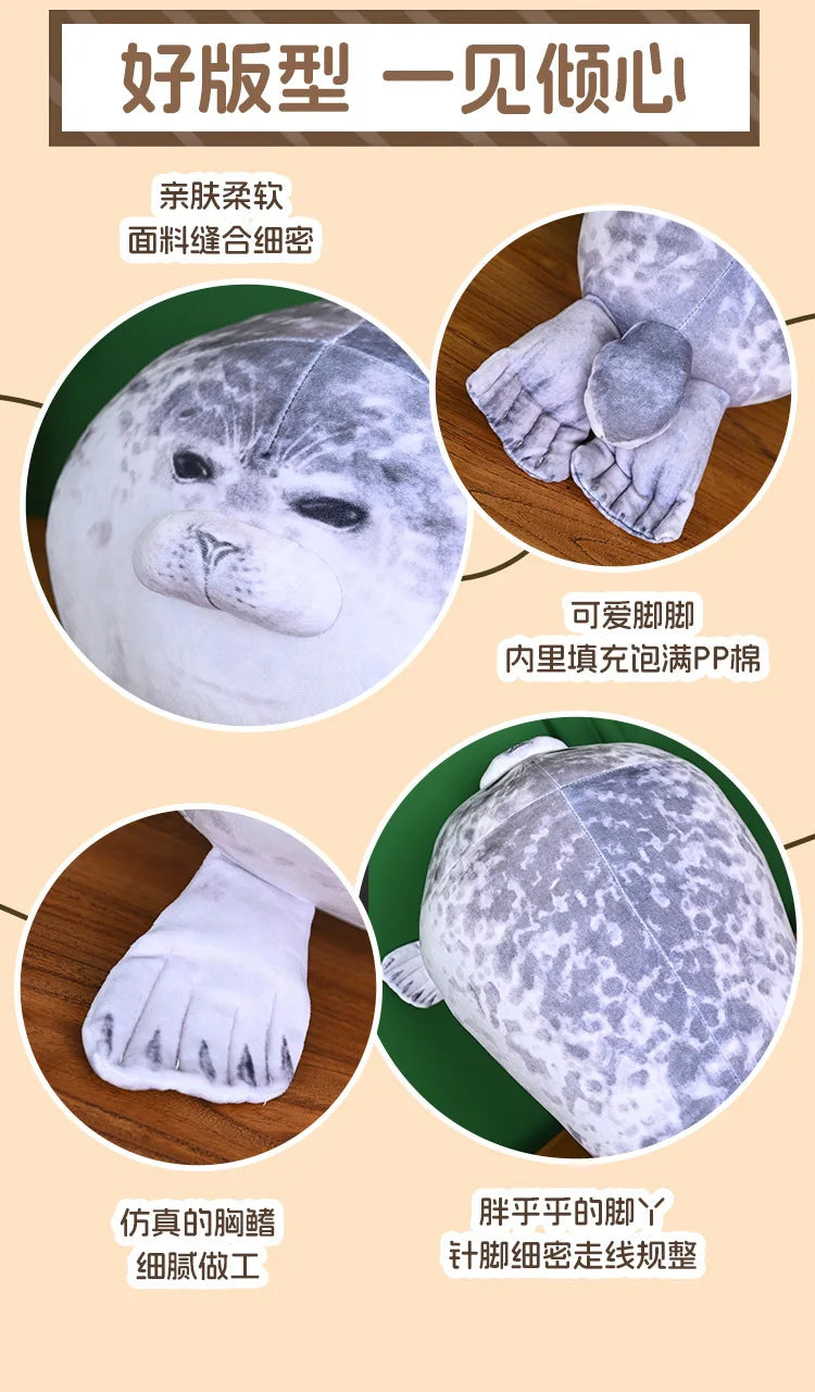 70cm Kawaii Seal Stuffed Animal Seal Plush Toy Soft Cuddly Baby Seal Doll Kids Birthday Gift Plushie Stuffed Animal Pillow